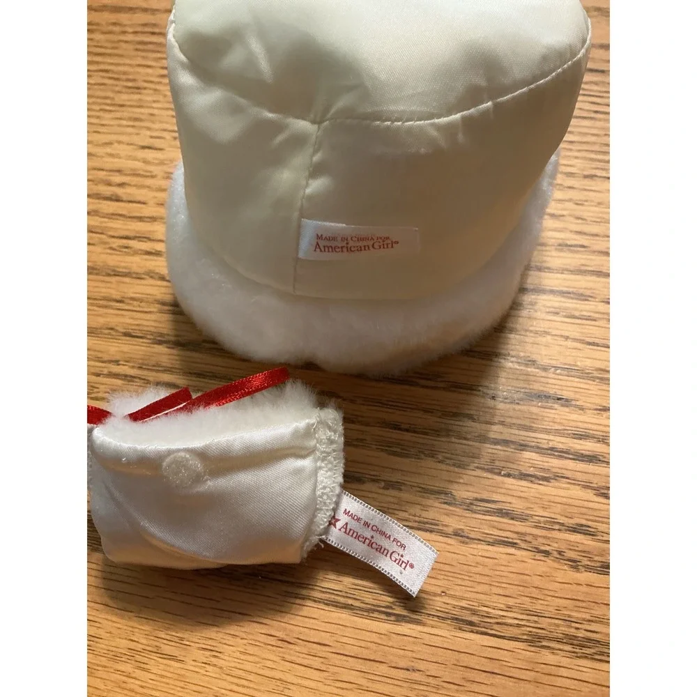 American Girl Doll White Faux Fur Hat and Wrist Purse Winter Accessory Sets
